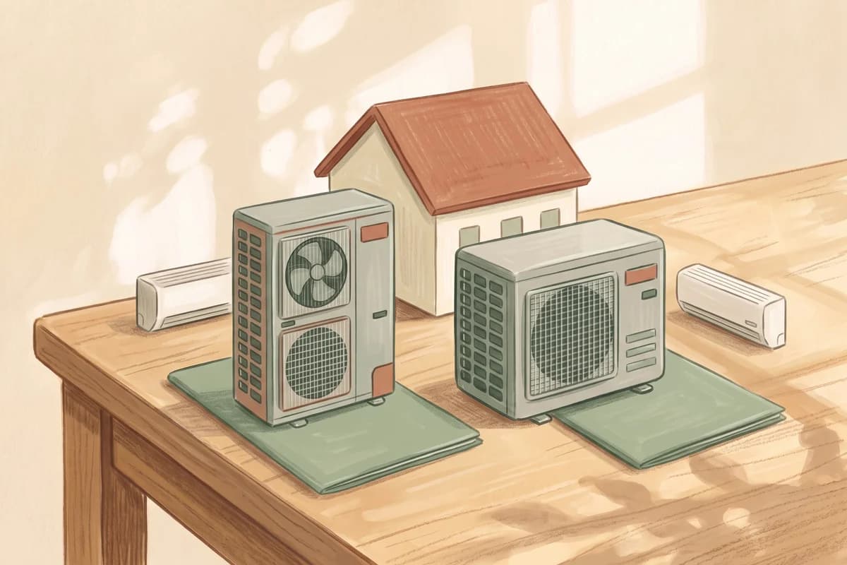 Two new heat-pump system models with indoor units, a house model, and installation proposal folders.